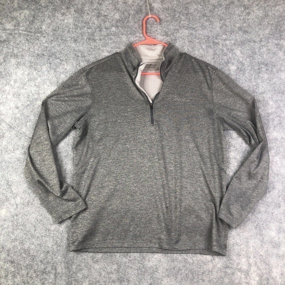 Eddie Bauer Men's Shirt Freedry Motion Performance ¼ Zip Long Sleeve Gray Medium